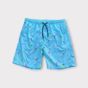 Vibe Men’s Flamingo Print Swim Trunks Size Large